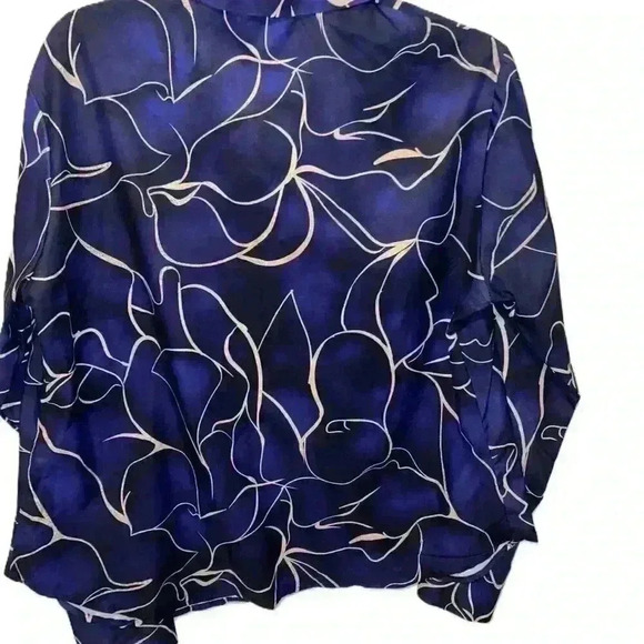 Long Sleeve Button-Down Blouse | Geometric Print | Deep Purple Size XXL/14 - Picture 3 of 7